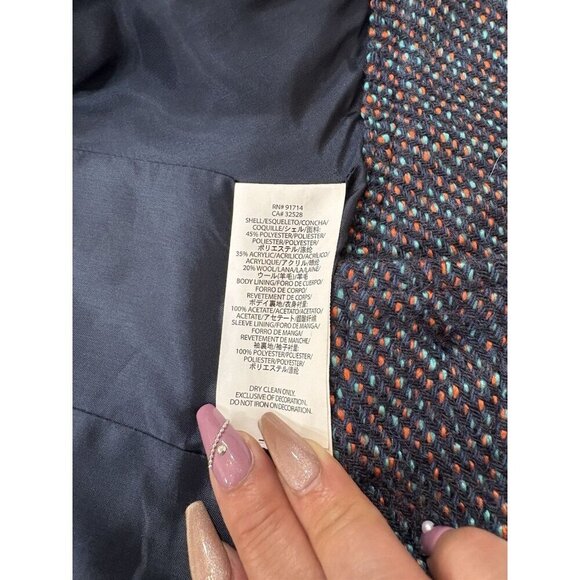 Armani Exchange Tweed Multicolored Women Long Sleeve Jacket Size Medium - Picture 8 of 9